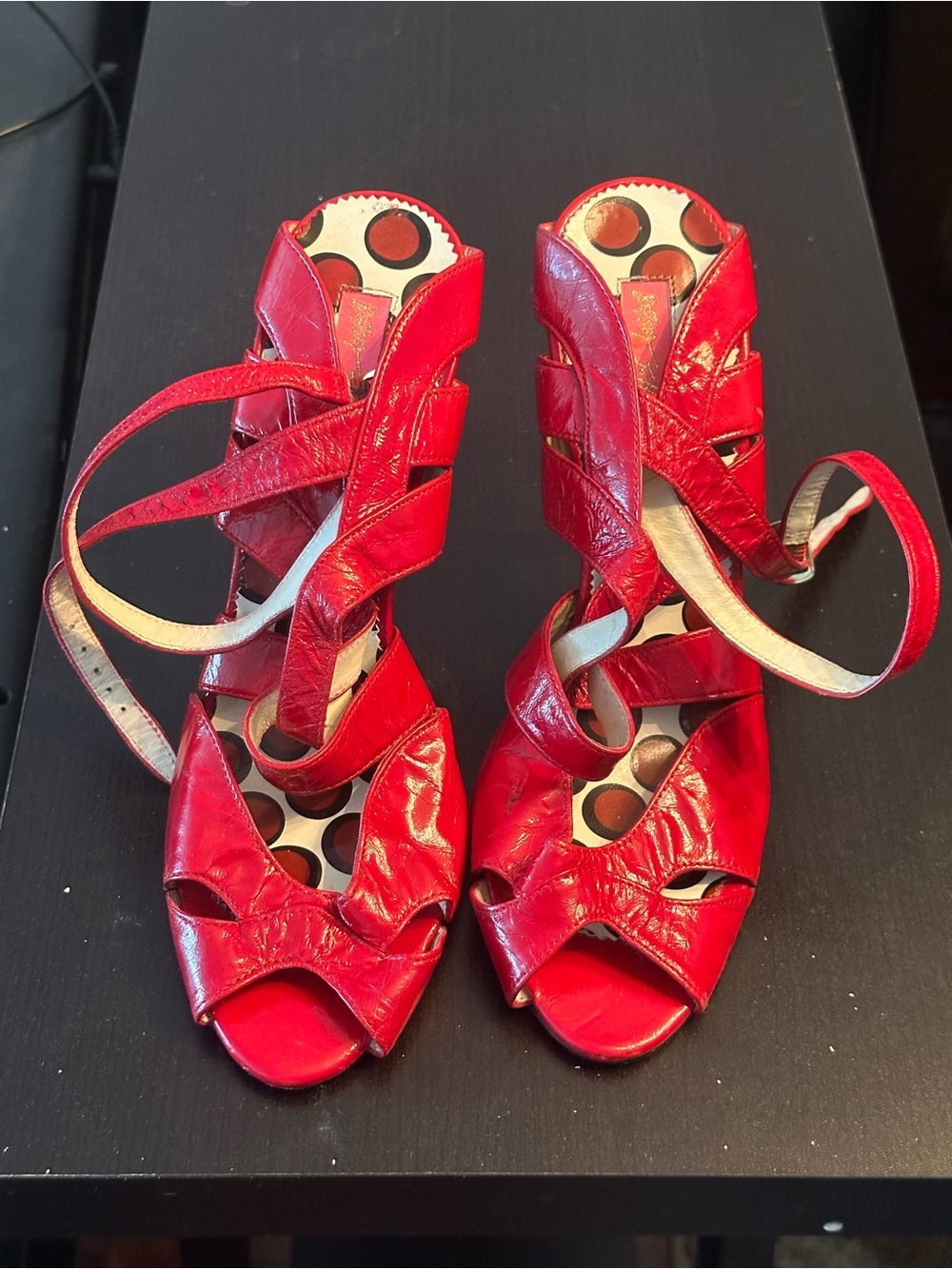 Betsey Johnson Red Strappy Open-Toe Heels